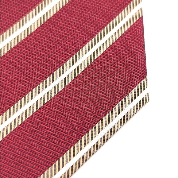 Izod Repp Stripe Tie Diagonal Traditional Classic Preppy Collegiate Crimson Gold - Picture 3 of 7